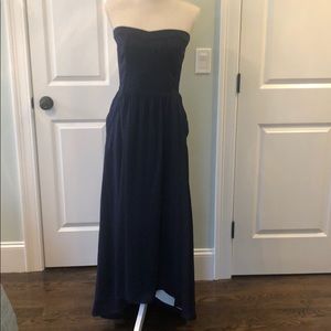 Rebecca Taylor strapless navy & black hi-low dress
